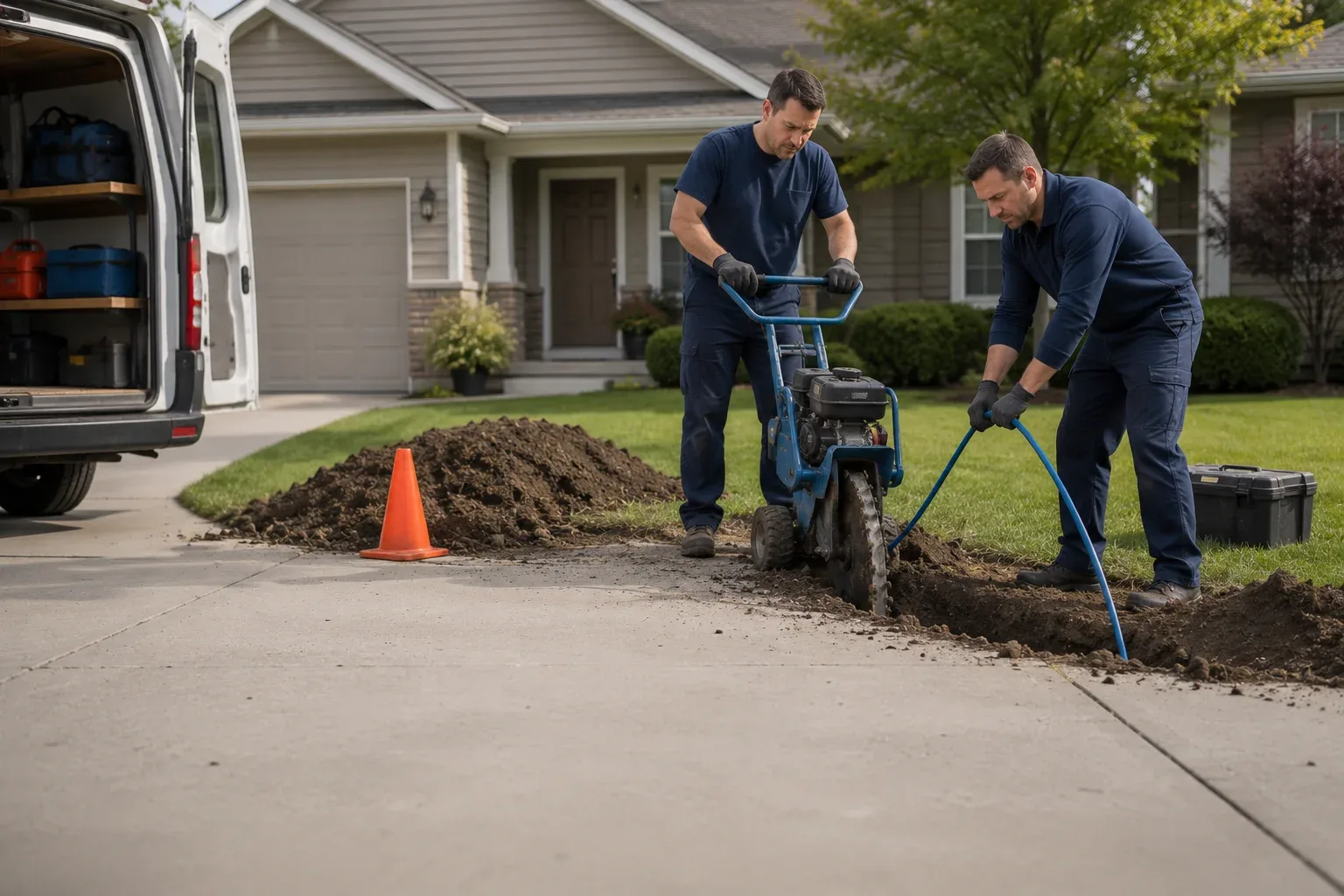 Main water line repair and replacement crew in Kitchener